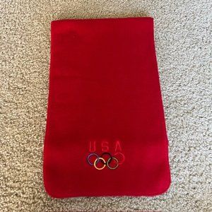 USA Olympics Logo Red Fleece Scarf Vintage Made in USA
